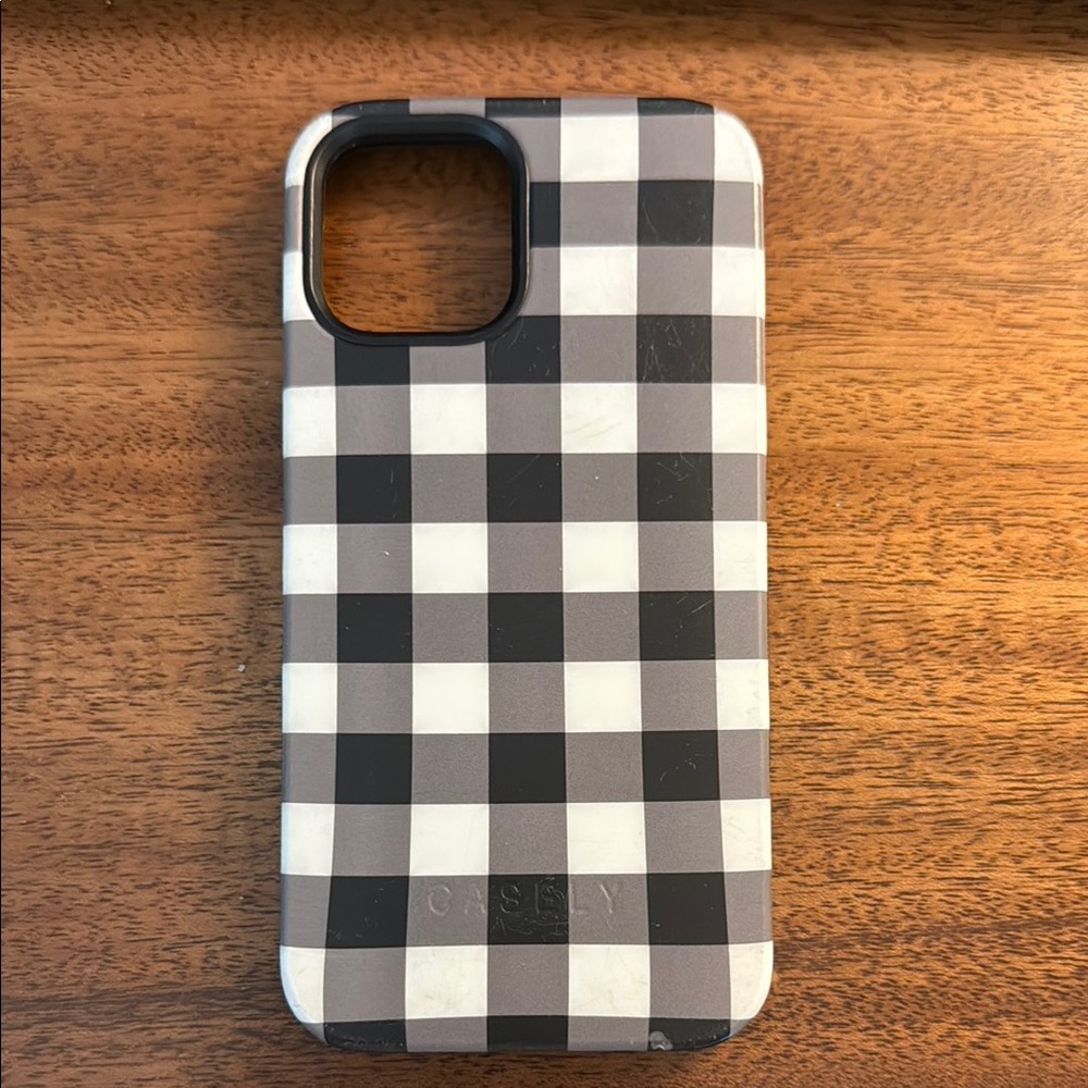 iPhone 12 Pro Casely Black and White Checkered Phone Case